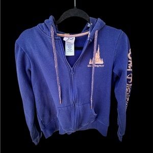 Walt Disney World 50th Blue Medium Zip-Up Hoodie with Pink Logo